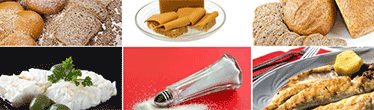 bilde av salt, brød, fisk